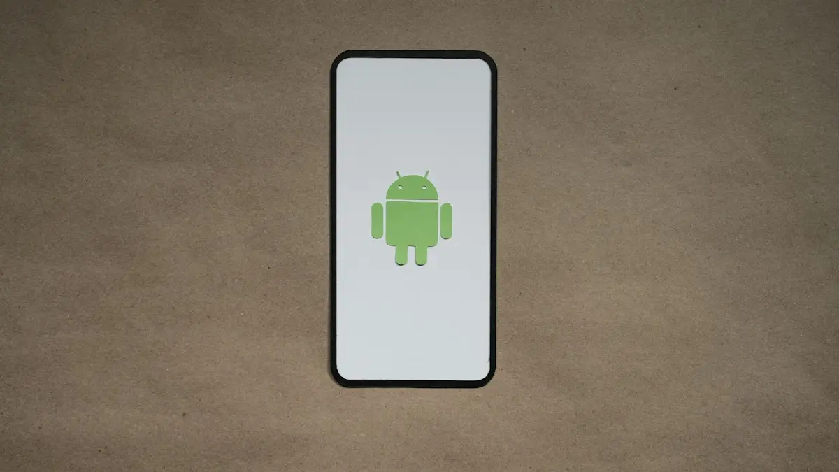 A cell phone with a green icon on it