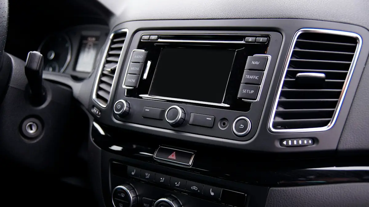 Black and silver car stereo