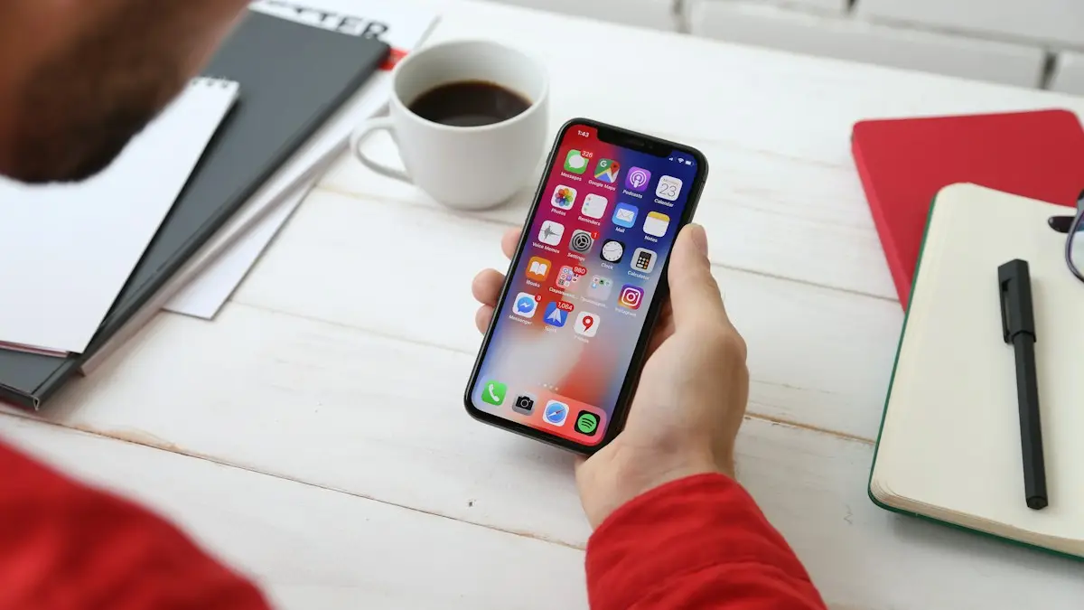 Person holding space gray iPhone X