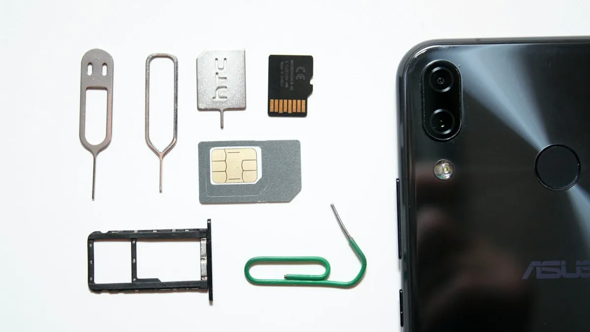 A cell phone with a SIM card attached to it