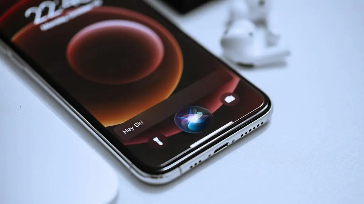 Black android smartphone on white table