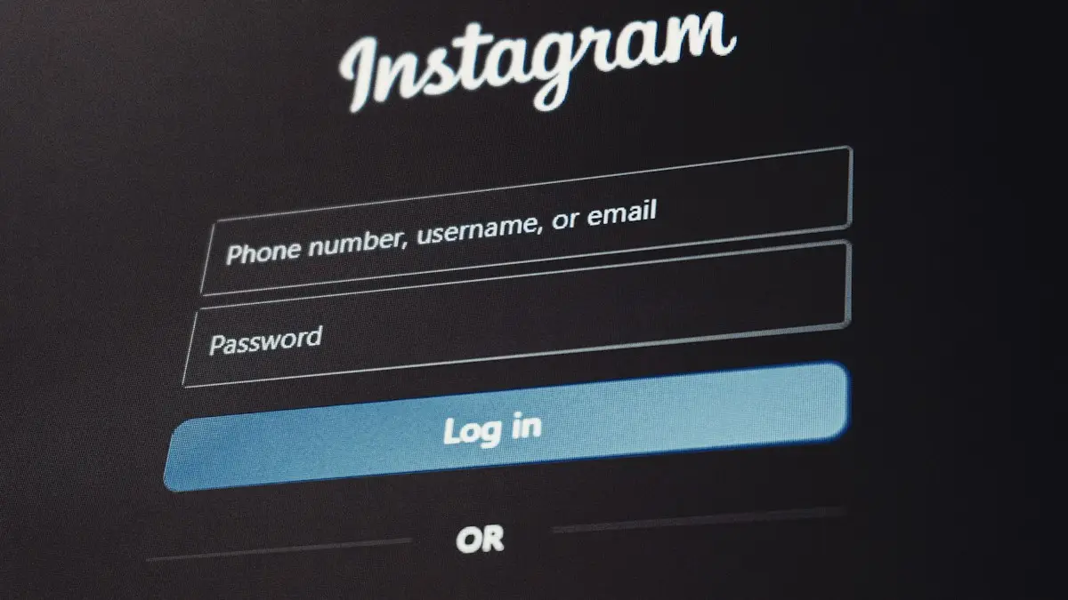 Instagram login screen with username and password fields