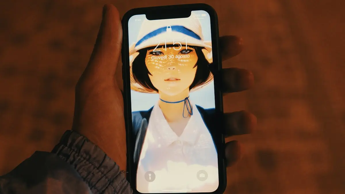 Person holding black smartphone