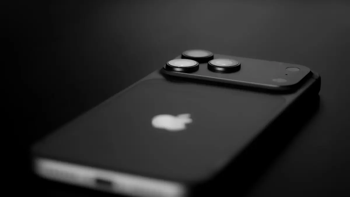Black smartphone with three camera lenses on back