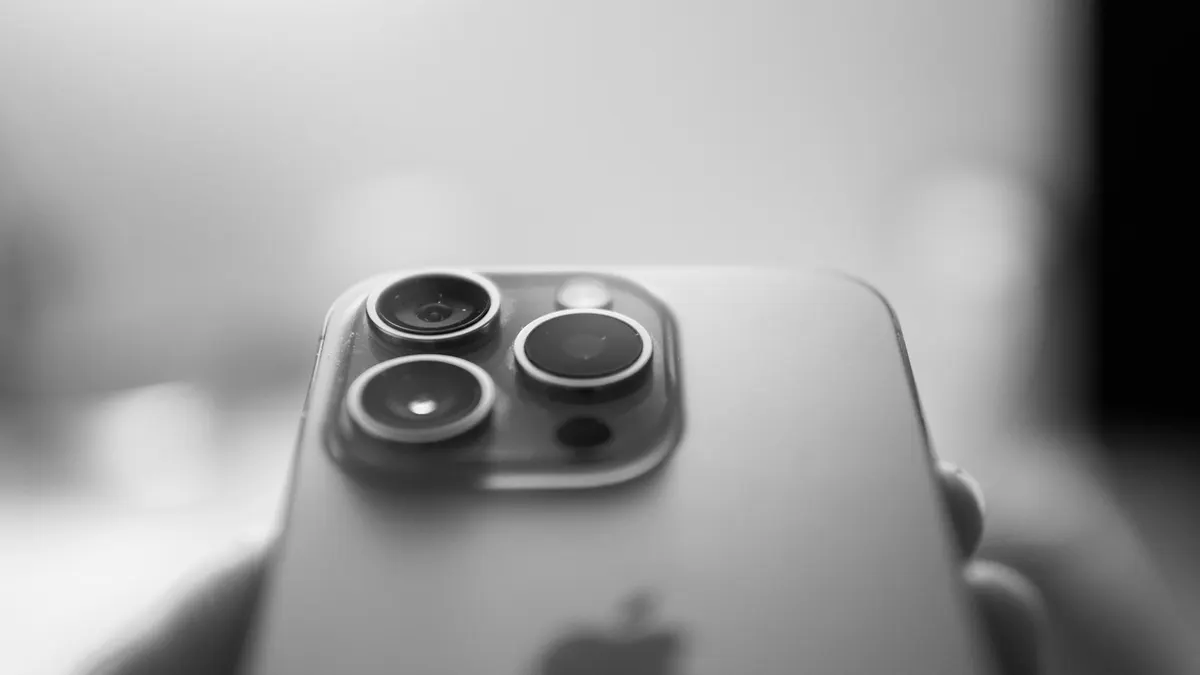 Close-up of the camera lenses on an iPhone