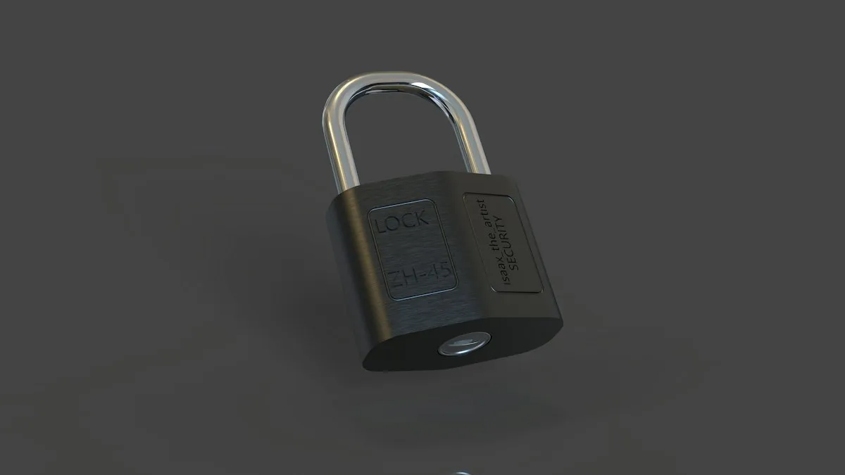 A closed padlock on a black surface