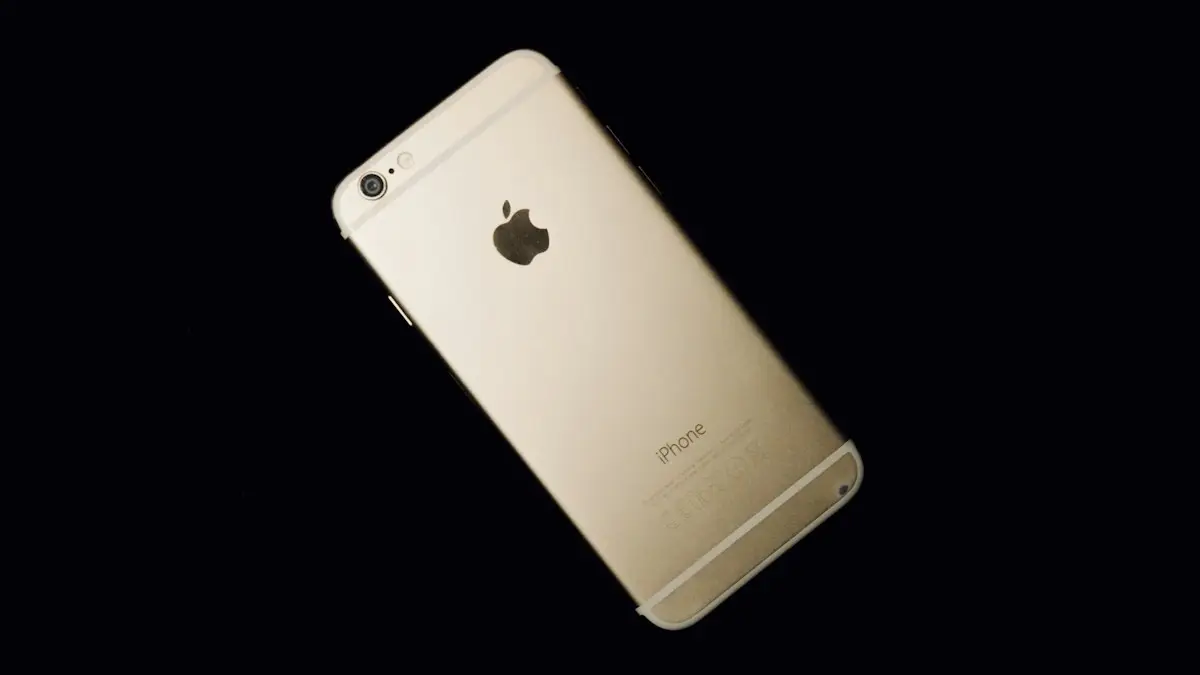 Gold iPhone 6 on black background