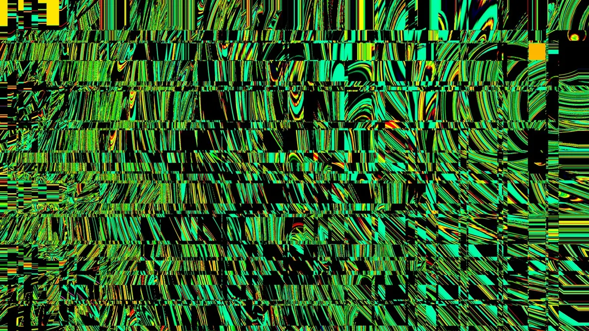Abstract green and black glitch pattern like a flickering screen