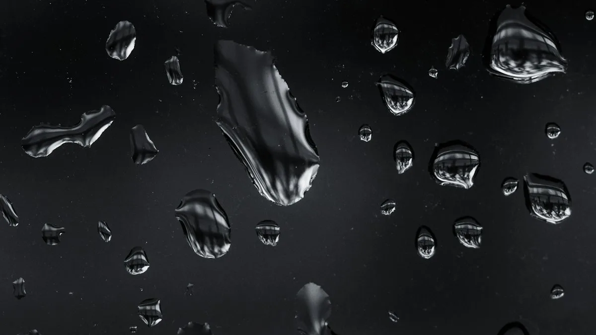 Black and white photo of drops of water