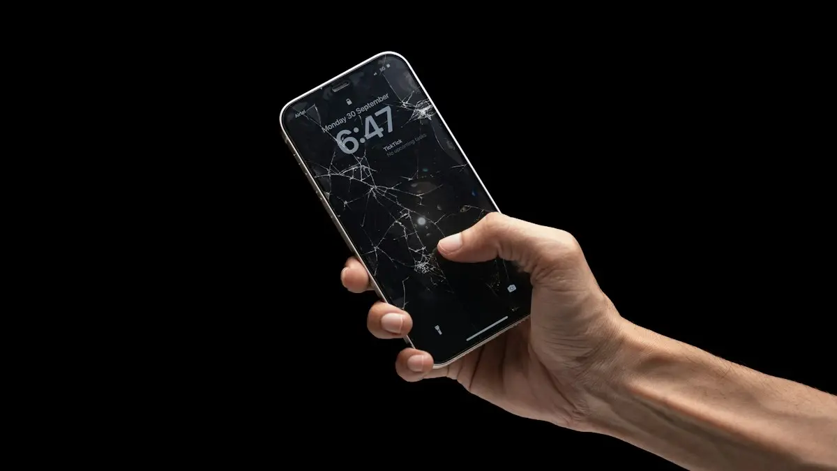 A person holding a cell phone in their hand