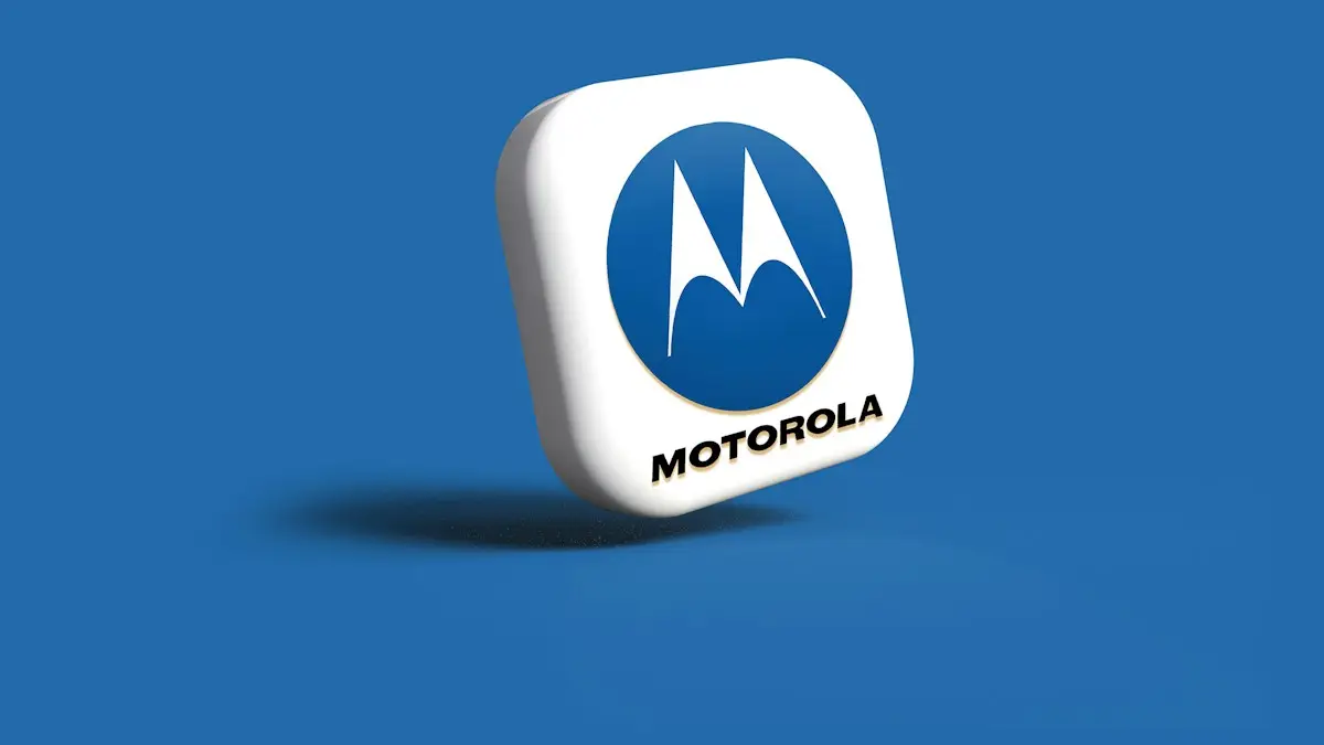 A motorola logo on a blue background