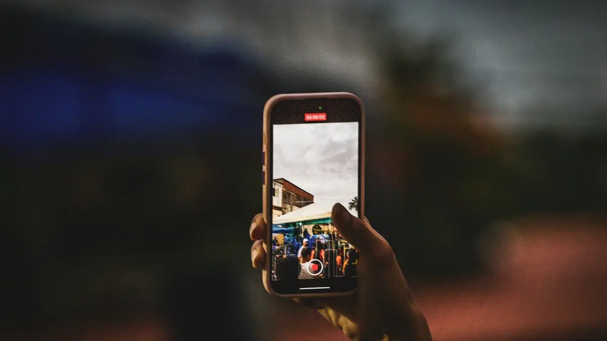 A person taking a picture with a cell phone