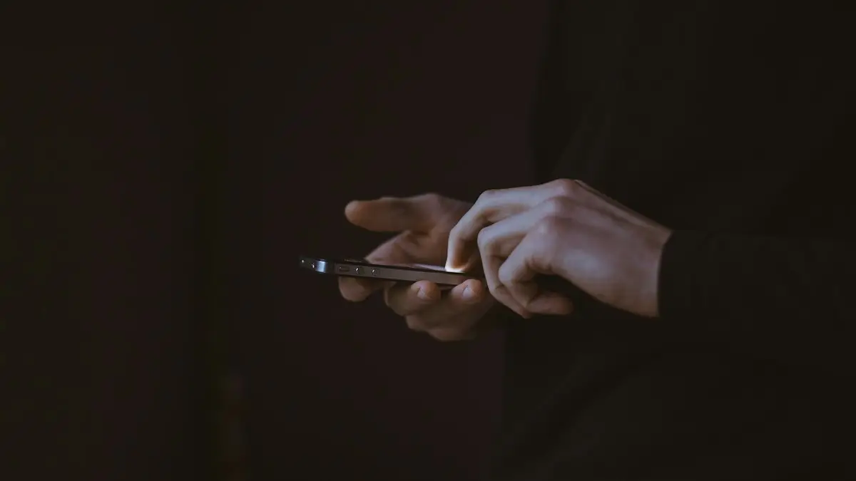 Silhouette photo of person holding smartphone