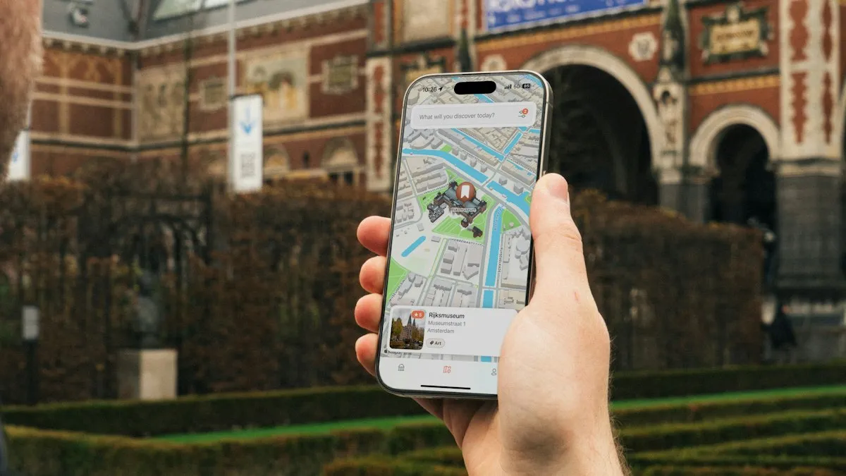 A man looking at a map on his phone
