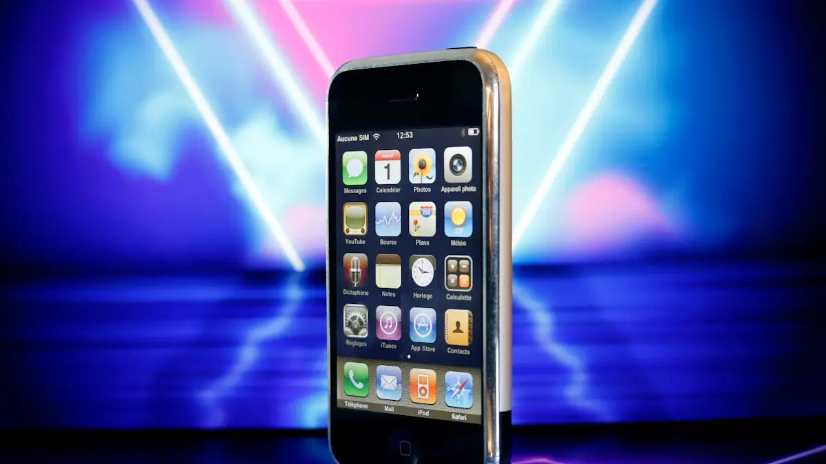 A cell phone sitting on top of a table