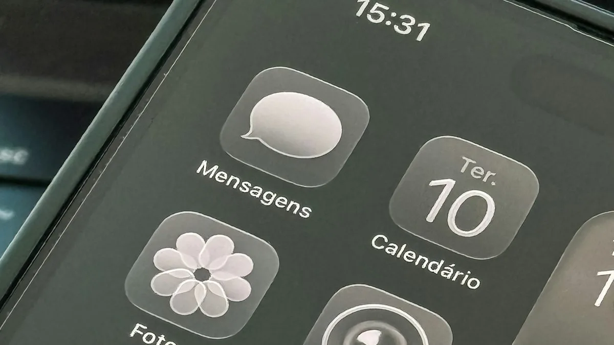 Close-up of an iPhone home screen with app icons