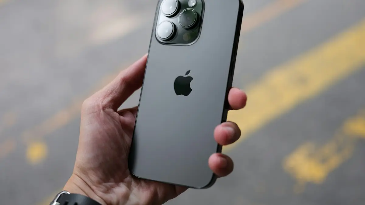 A person holding an iphone in their hand