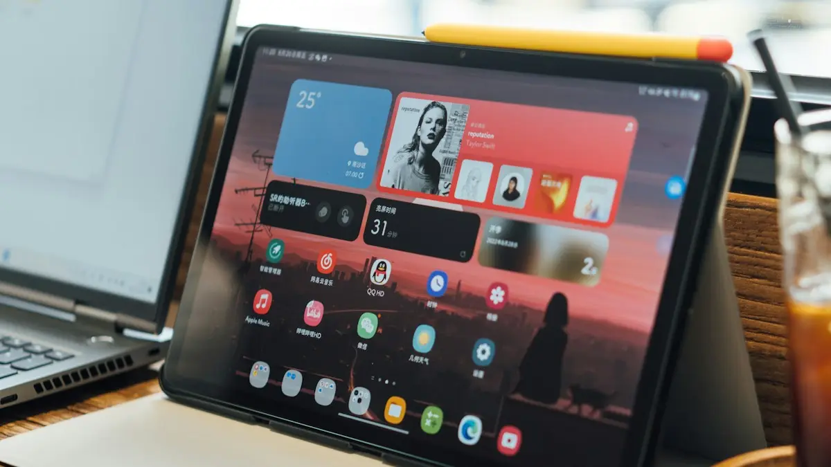 A tablet with a screen