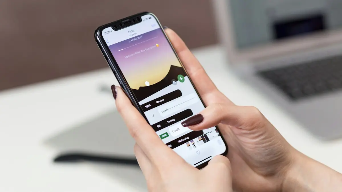 Person hand holding iPhone X