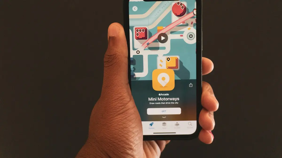 A person holding a smart phone in their hand