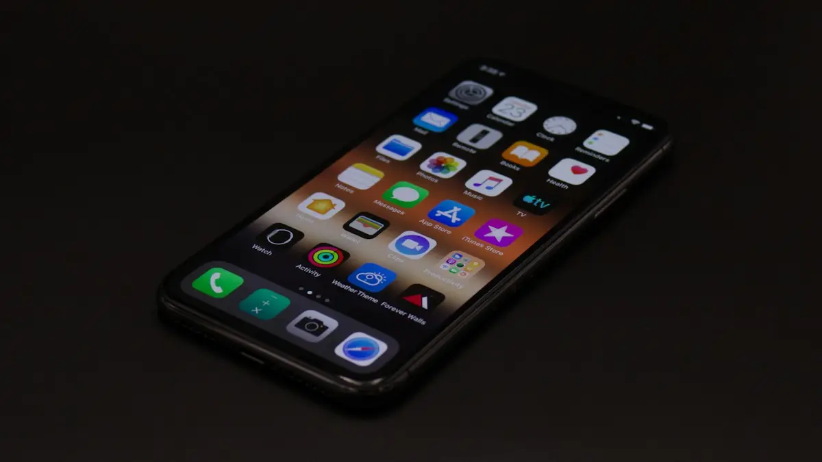 Turned-on space gray iPhone X