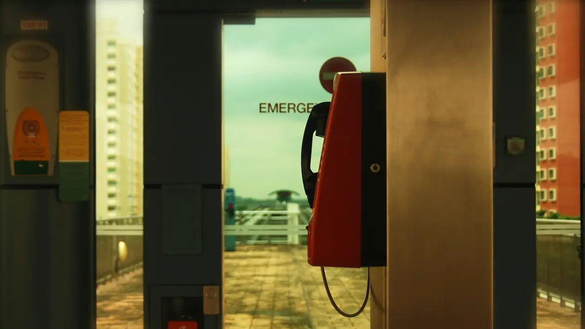 Black and red telephone