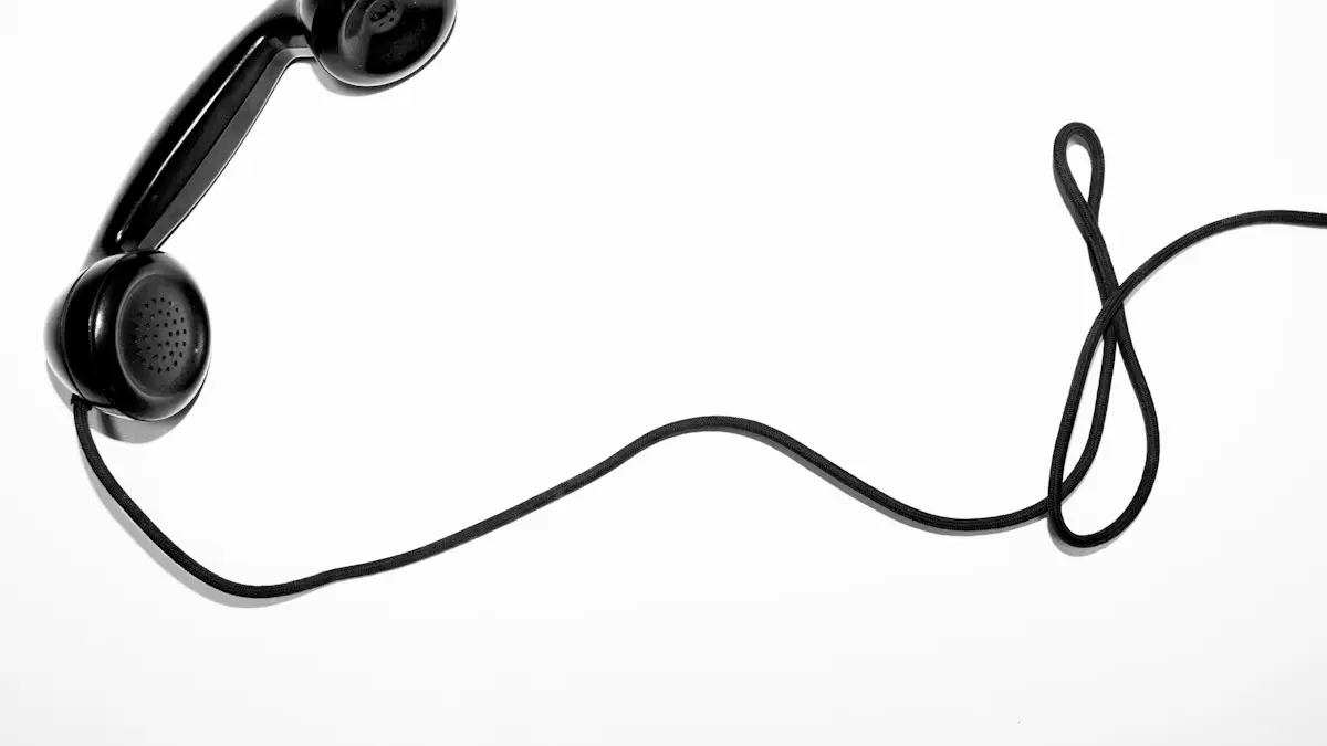 Black corded telephone