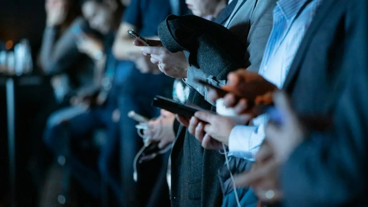 People using phone while standing