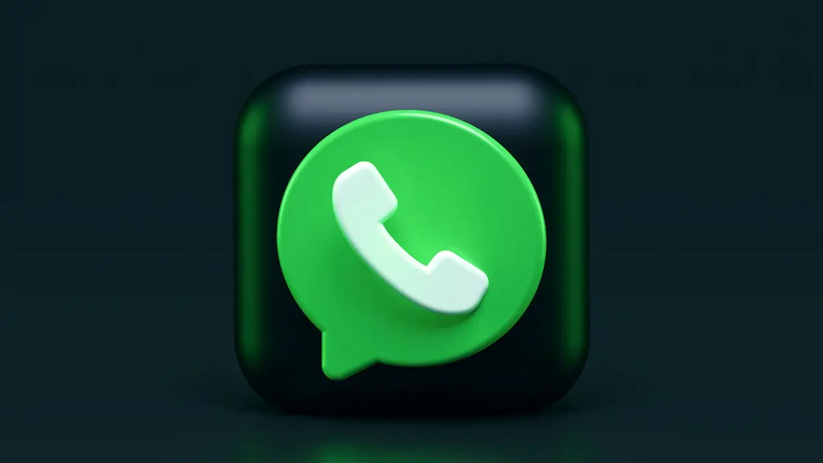 A green speech bubble icon with a white telephone handset on a dark background